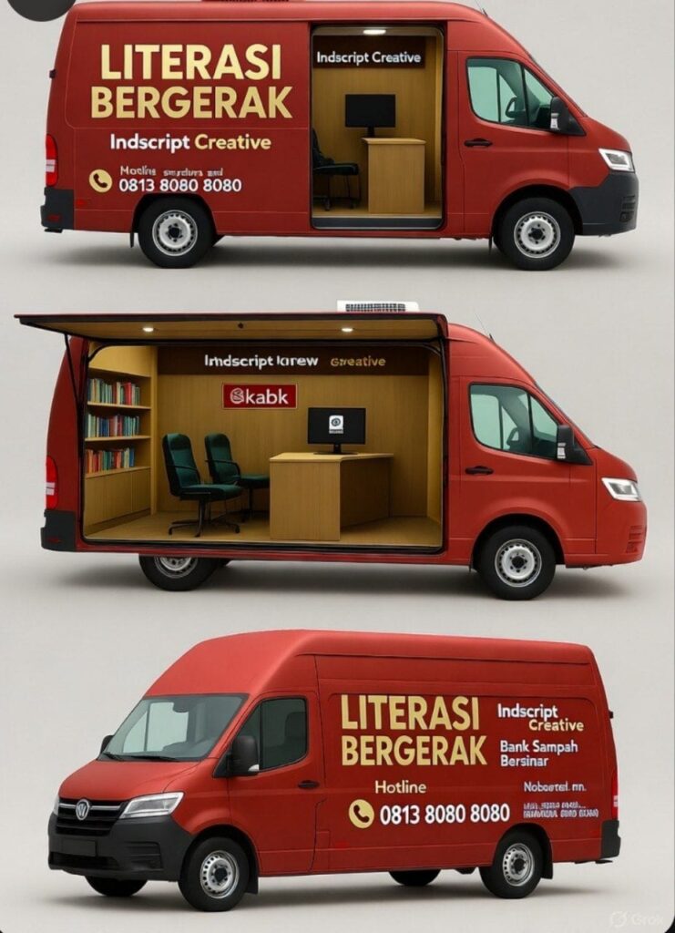 Rancangan Kendaraan Literasi Bergerak ini bersifat sementara dan dibantu oleh GROK AI