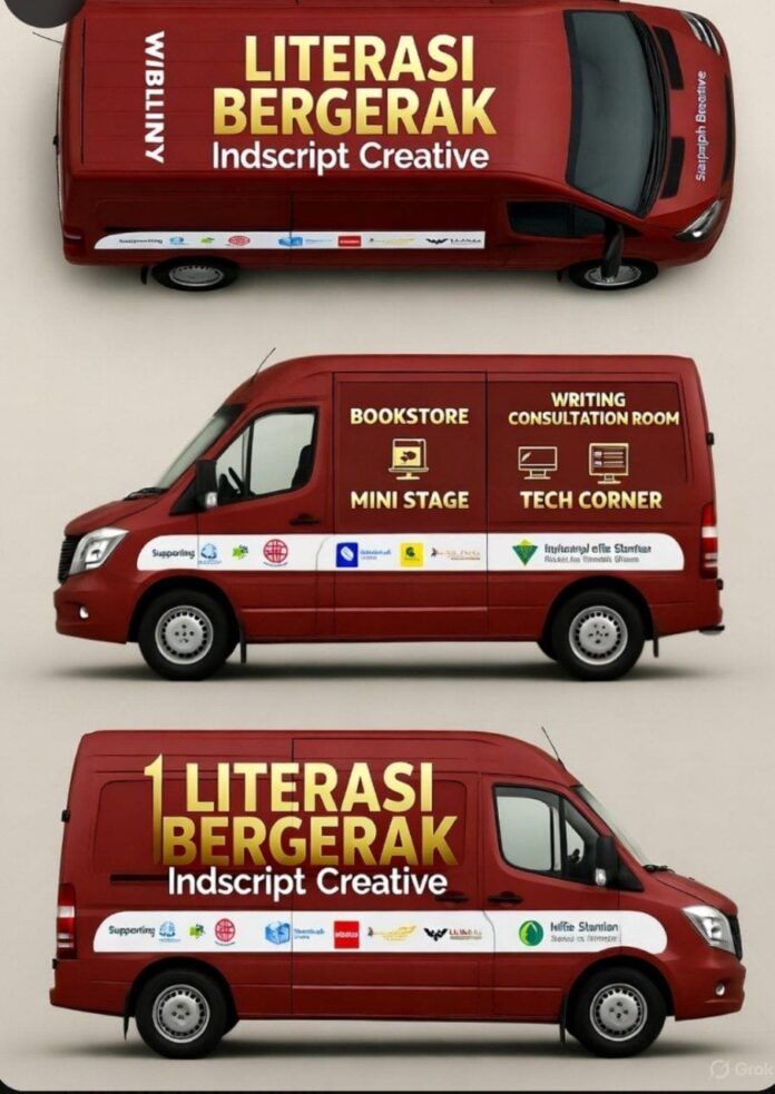 Rancangan Kendaraan Literasi Bergerak ini bersifat sementara dan dibantu oleh GROK AI